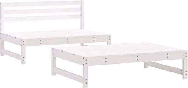 Set Salotto da Giardino 2 Pezzi DESIGN IN in Legno di Pino Bianco con Divano a 2 Posti e Ottoman