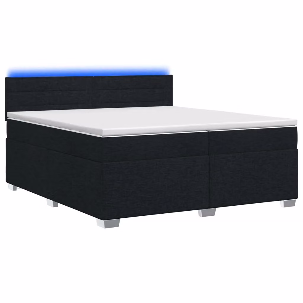 Letto con Box Spring, Materasso Ibrido e Illuminazione LED vidaXL, Nero, 200 x 200 cm – 2