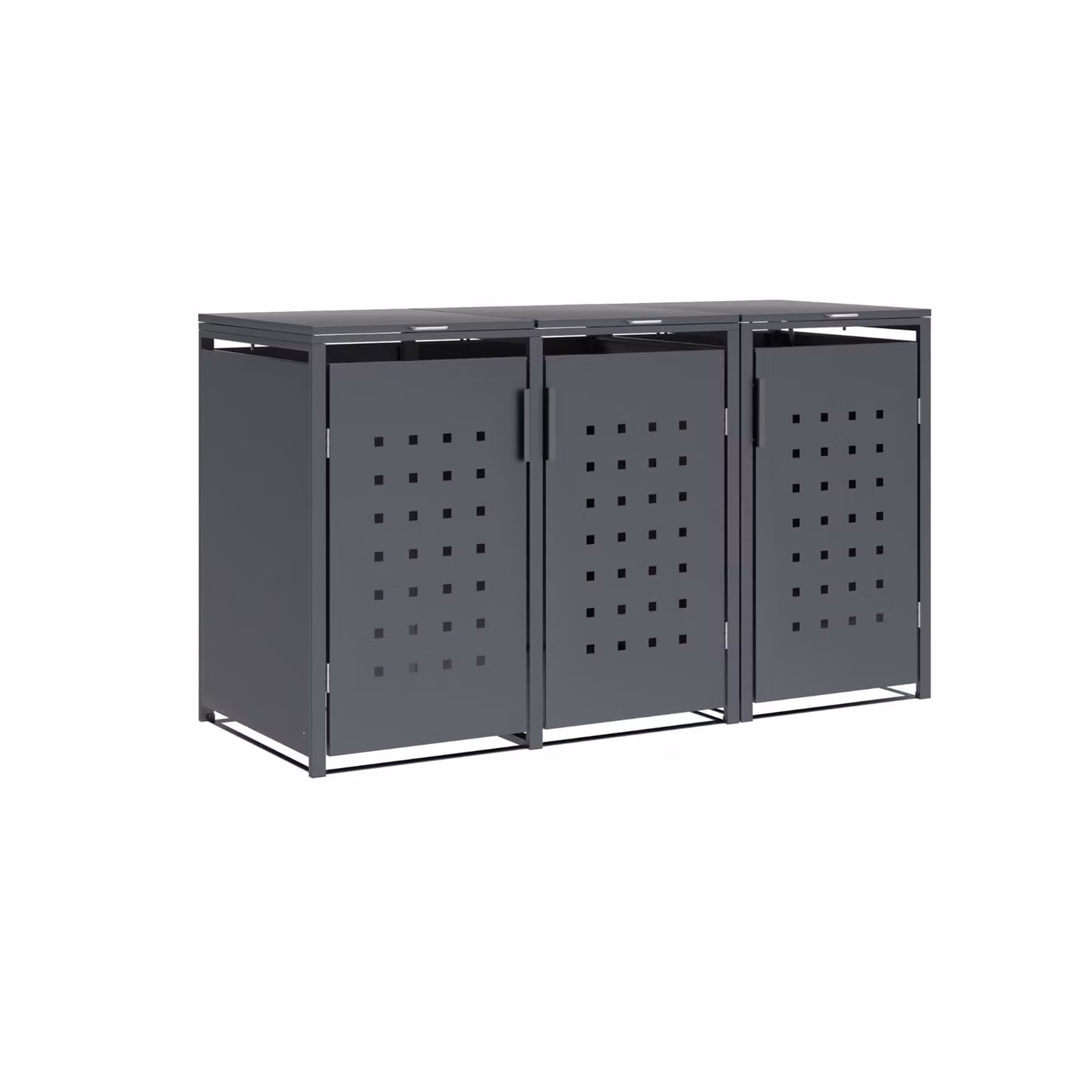 DEGAMO Box per bidoni della spazzatura TRIER 198x80x116 cm per 3 bidoni da 240 litri, acciaio antracite
