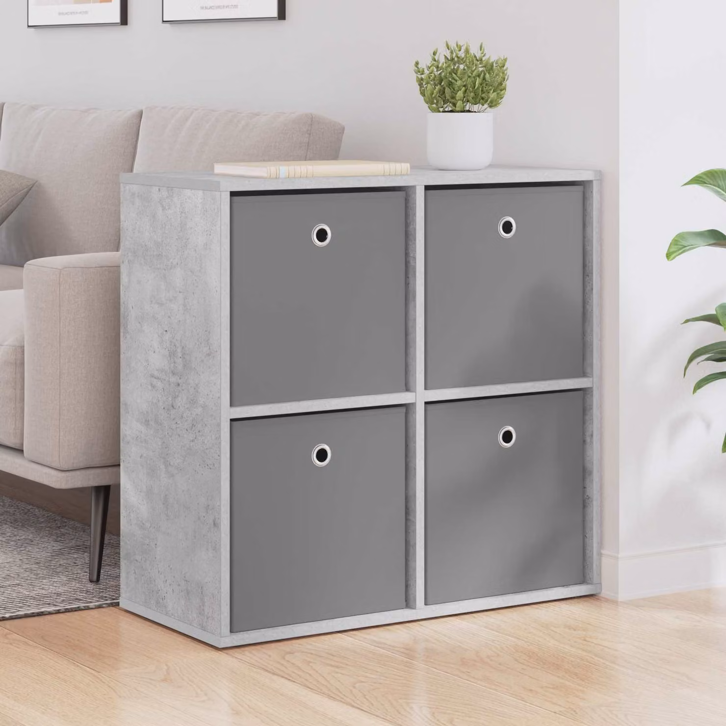 Credenza moderna vidaXL in grigio cemento L: 68,5 cm, P: 32 cm, H: 67 cm