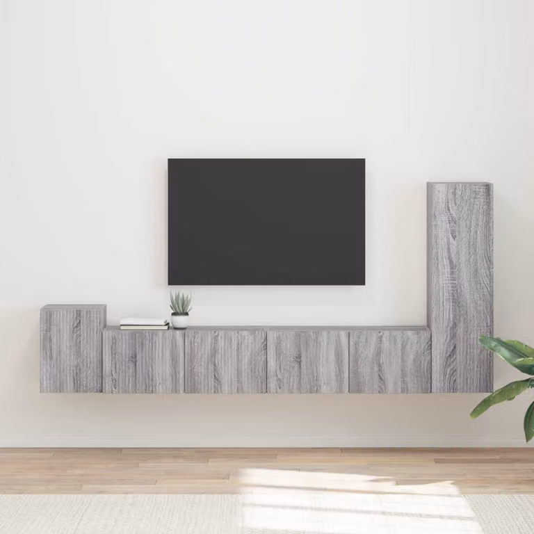 Set mobile TV moderno vidaXL in 3 pezzi Grigio Sonoma in legno e MDF