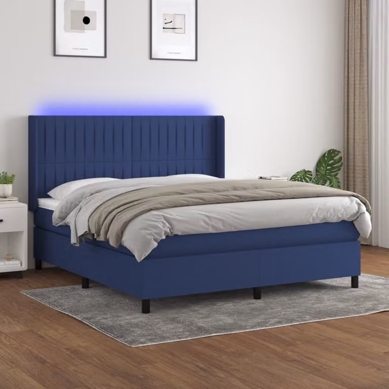 Maison Exclusive - Letto a Molle con Materasso e LED Blu 160x200 cm in Tessuto