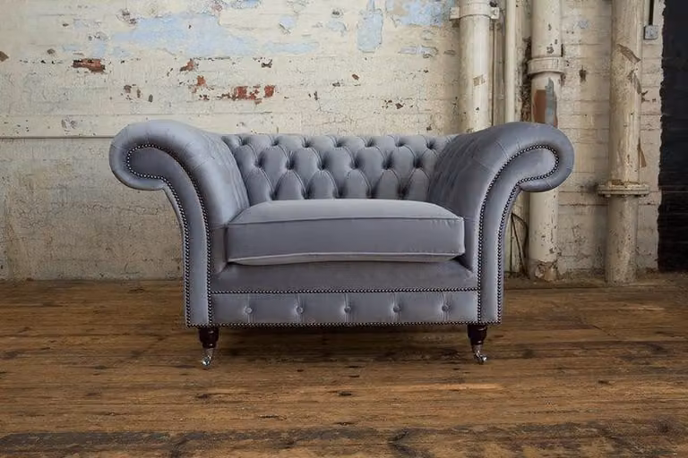 Chesterfield 1 Sitzer Sessel Leder Polster Fernseh Sofa Couch designer
