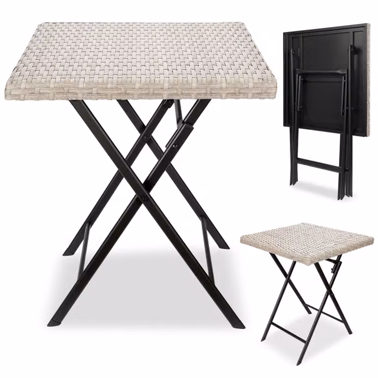 Tavolo da giardino BRUBAKER Lugano - 58 x 58 cm tavolo da balcone resistente alle intemperie in poly rattan - tavolino pieghevole - tavolo quadrato da campeggio - tavolo pieghevole per balcone