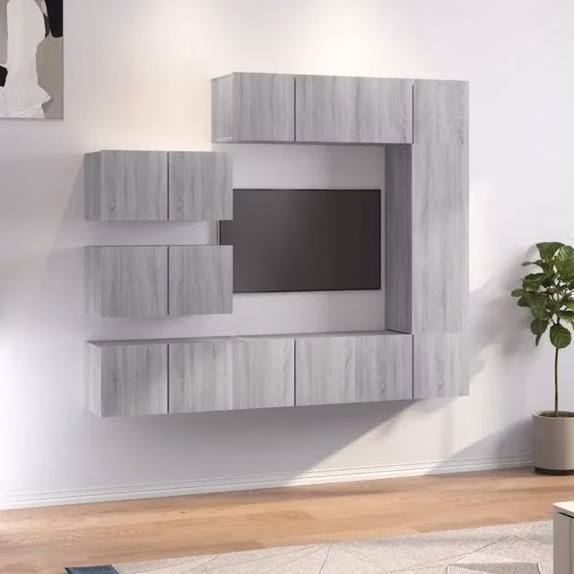 Set Mobili Porta TV 8pz Grigio Sonoma in Legno Multistrato 3120294