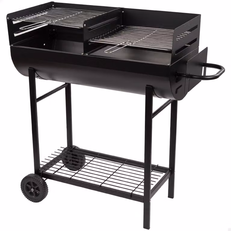 Barbecue a carbone con doppia griglia - Altezza regolabile - 97 x 42 x 96 cm