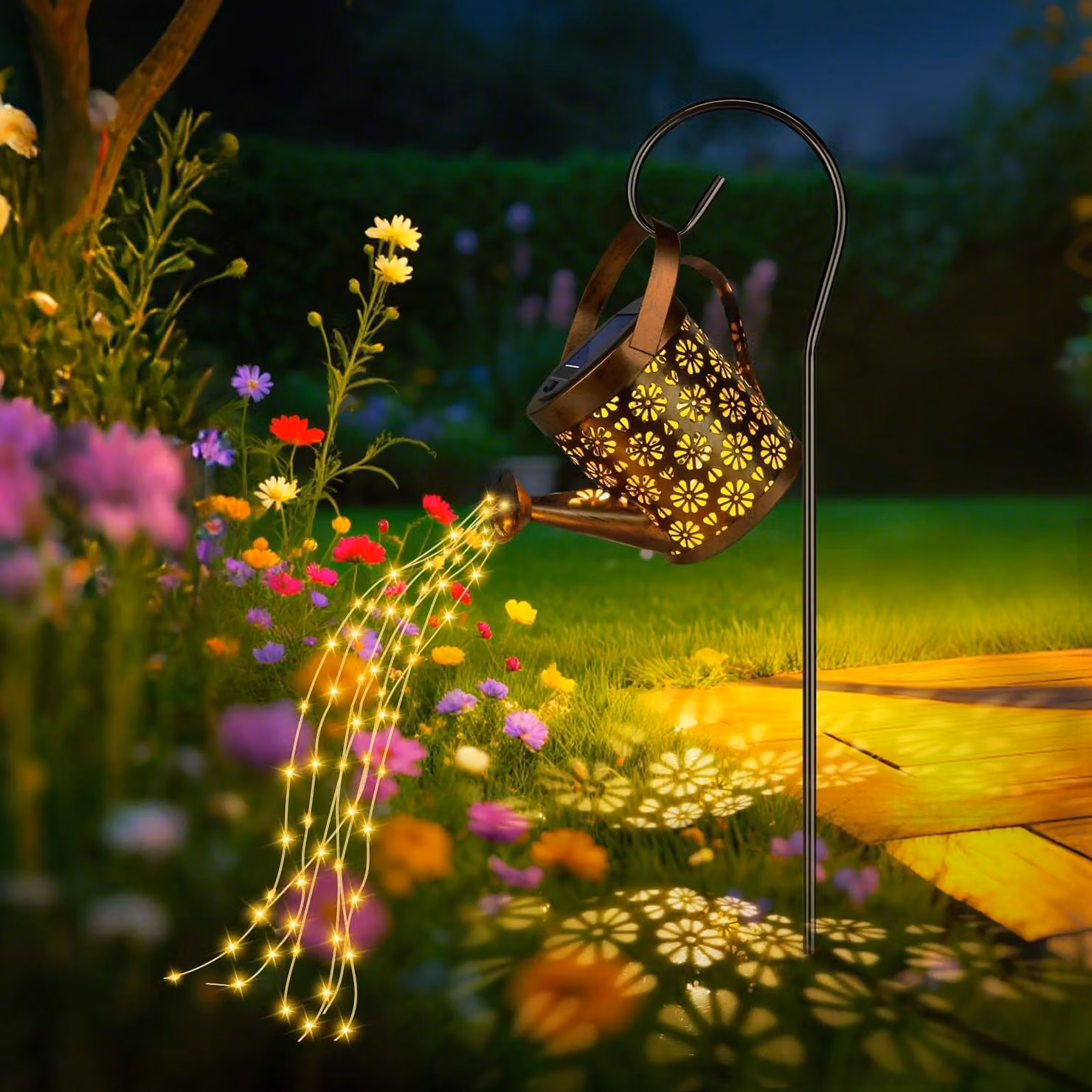 Lampada da giardino solare a forma di annaffiatoio, lanterna sospesa a LED, impermeabile, con 36 LED, disponibile in 3 altezze
