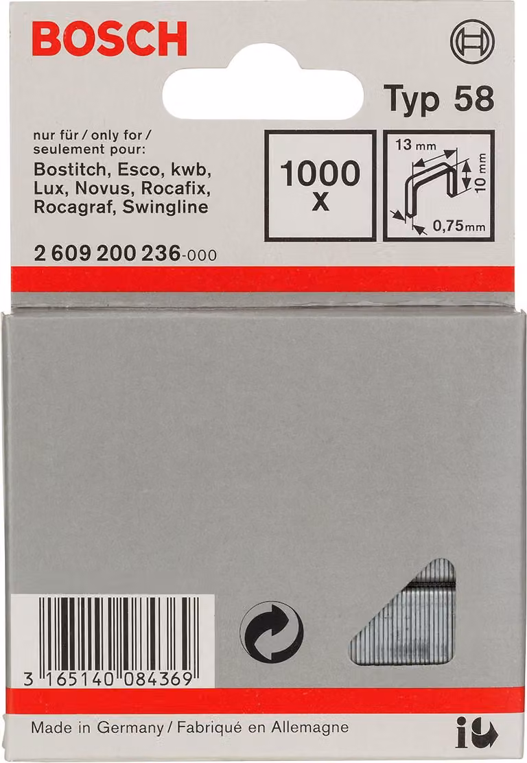 Bosch 1000 punti metallici tacker 10/13 mm tipo58