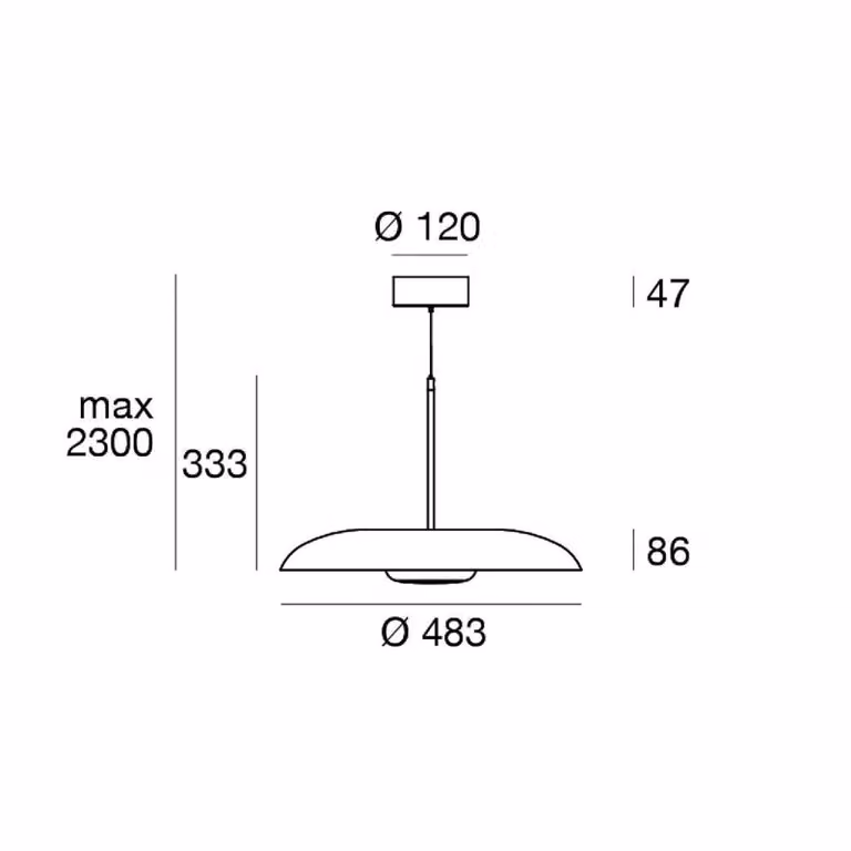 Linea Light Lampada LED a sospensione Basin_P, nera, metallo, Ø 49 cm, IP40 dimmerabile, Nero, Soggiorno / Sala da pranzo, Alluminio, Moderno
