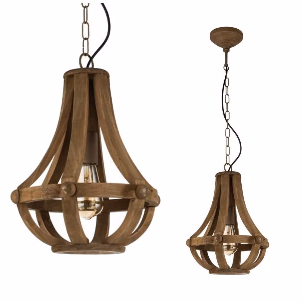 Eglo 49724 Kinross lampada a sospensione in legno Ø 31cm marrone