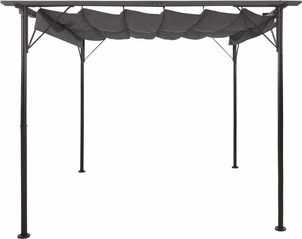 Pergola con Tetto Retrattile Antracite 3x3m in Acciaio 180 g/m²