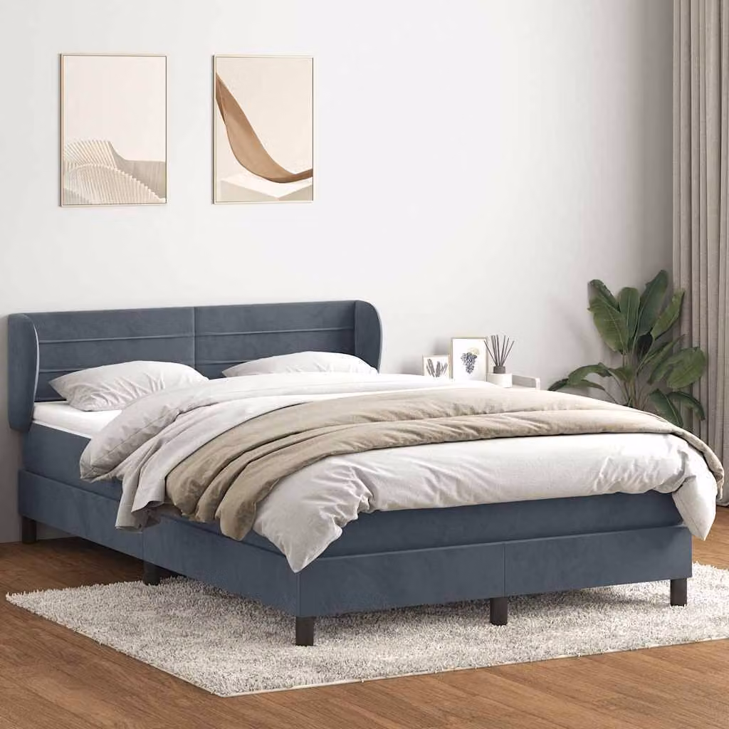 Maison Exclusive - Letto box spring con materasso grigio scuro 160x210 cm velluto