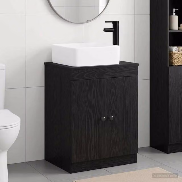 Set di mobili per il bagno Rovere Nero Legno ingegnerizzato 3404233