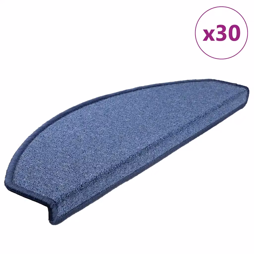 Set di 30 tappetini per scale semicircolari vidaXL, blu, antiscivolo e autoadesivi, L: 65 cm, P: 24 cm, H: 4 cm
