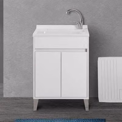 Mobile lavatoio Way bianco lucido con vasca asse e kit scarico L: 60 cm, P: 50 cm