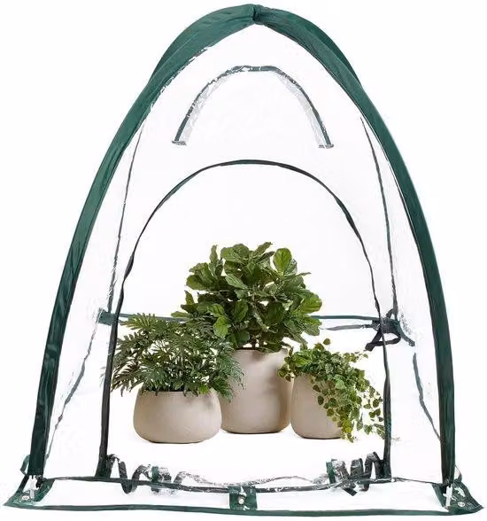 Ibenzoa® Mini serra pop-up pieghevole con cerniera, struttura in metallo, PVC, 92x92x100 cm, inclusa borsa per il trasporto e 8 inserti per il fondo – per interni ed esterni