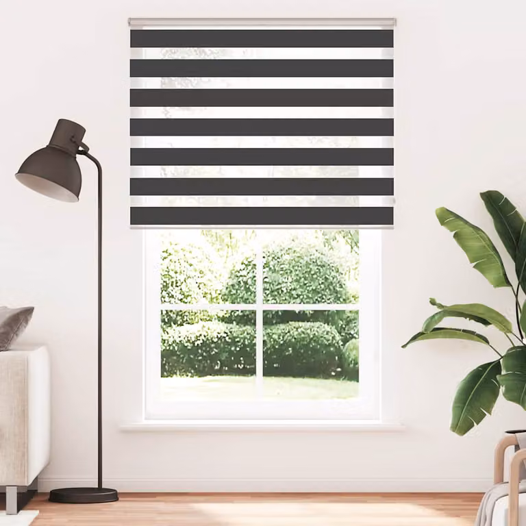 vidaXL Tenda a Rullo Zebra Nero Larghezza Tessuto 145,9 cm Poliestere