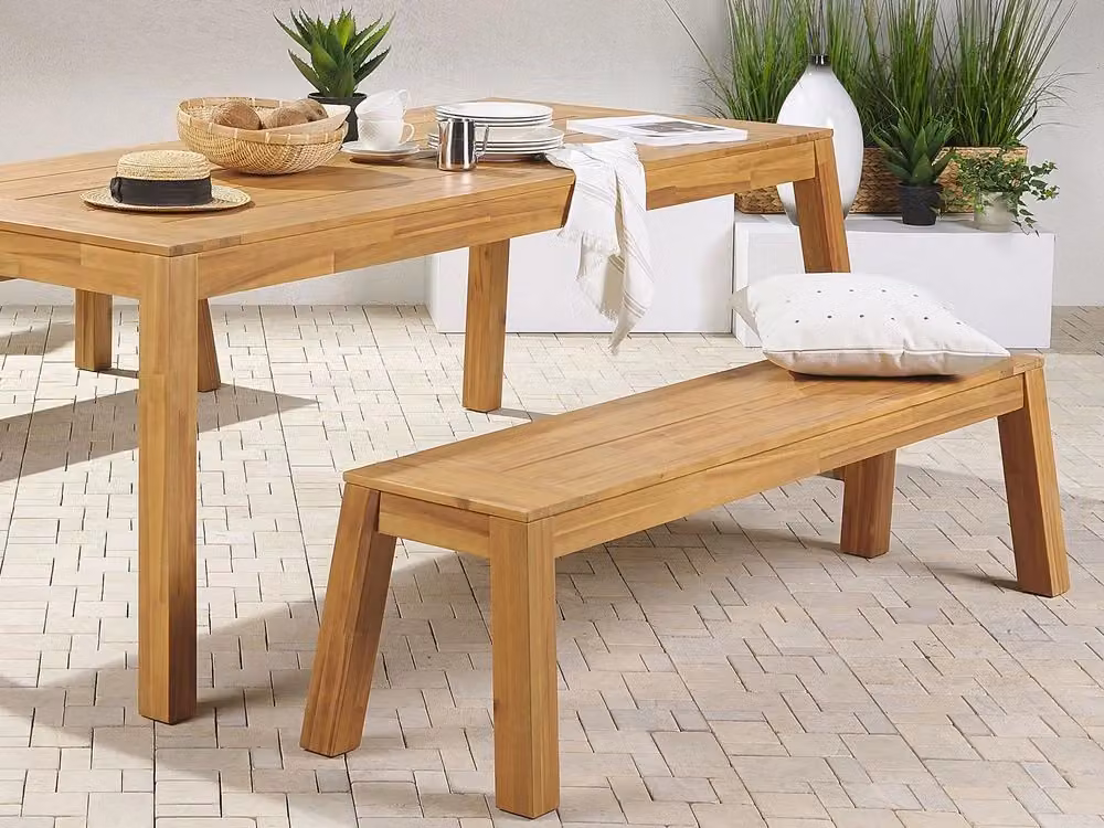 Panca da giardino Beliani a 3 posti in legno di acacia color marrone con stile rustico per esterno e interno – 2