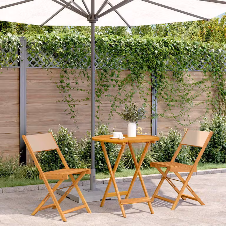 Maison Exclusive - Set da bistrot a 3 pezzi in tessuto beige e legno massello