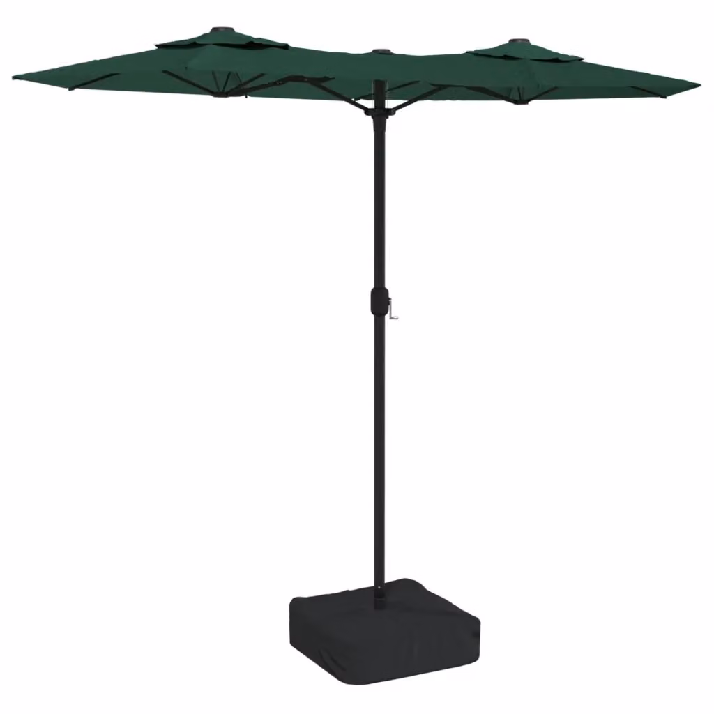 Ombrellone a doppia testa Videx verde e grigio con struttura in acciaio e copertura in poliestere L: 316 cm, P: 145 cm, H: 240 cm – 2