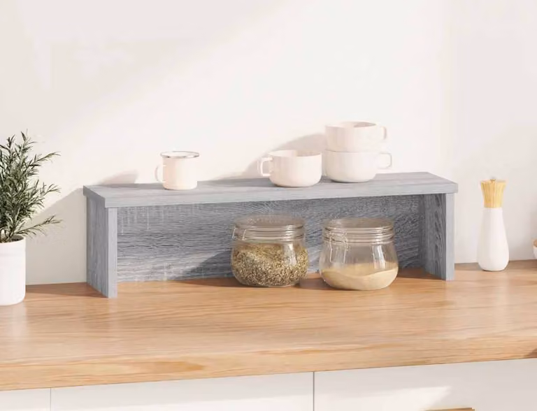 Scaffale da Cucina Impilabile Grigio Sonoma 60x15x16 cm