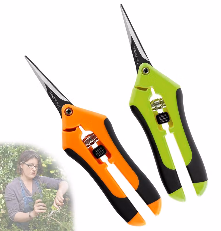 Forbici da potatura - Acciaio inossidabile - Set da 2 - Con blocco di sicurezza - Per giardino e cucina