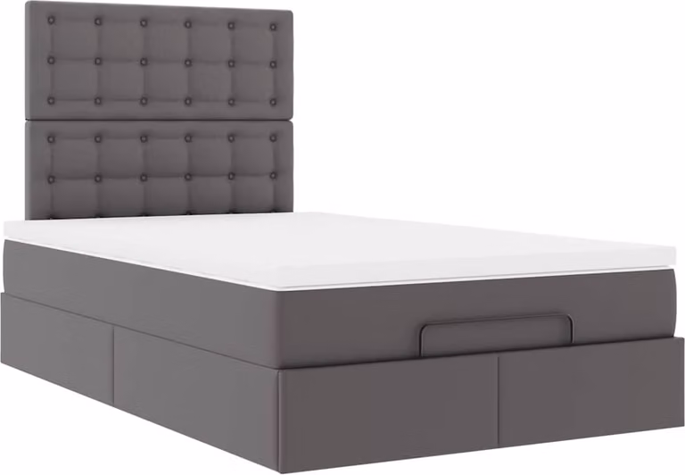 Struttura Letto Pouf con Materasso Grigio 120x200 cm Pelle finta