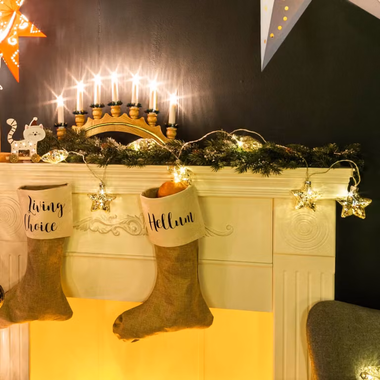Ghirlanda luminosa a LED con stelle in vetro dorato, decorazione natalizia per interni, illuminazione per l'albero di Natale