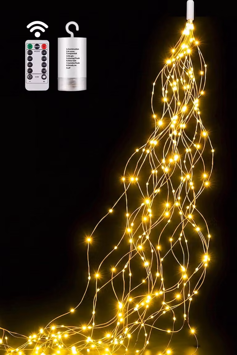 Catena luminosa a LED da 100 luci, 1 metro di lunghezza per 10 fili, filo di rame, alimentazione a batteria, grado di protezione IP65