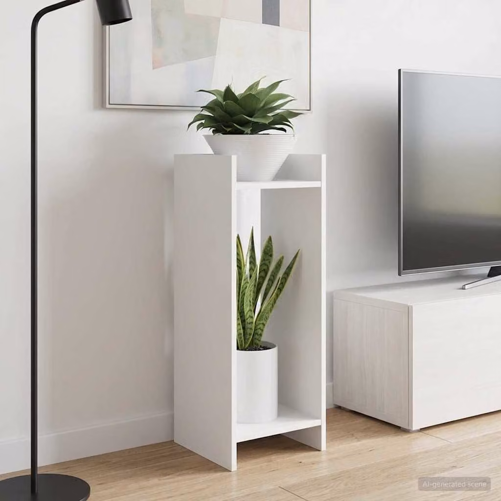 Set di 2 supporti per piante vidaXL in legno MDF bianco, L/P/H: 30 x 30 x 80 cm