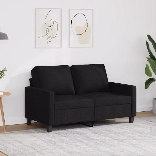 Divano a 2 Posti-Sofa 2 Posti Nero 120 cm in Tessuto 134513