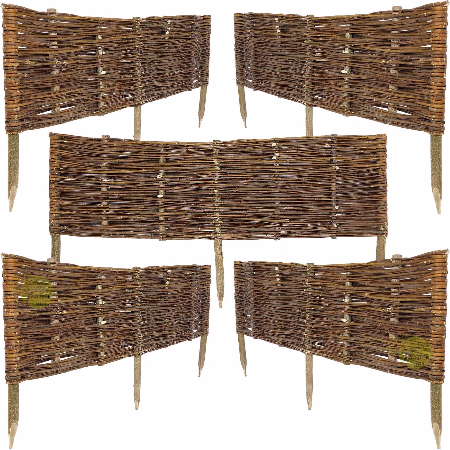 Recinzione in salice 100x30 cm Set di 5 pezzi. Palizzata in salice per il giardino. Recinzione in salice per bordure di aiuole