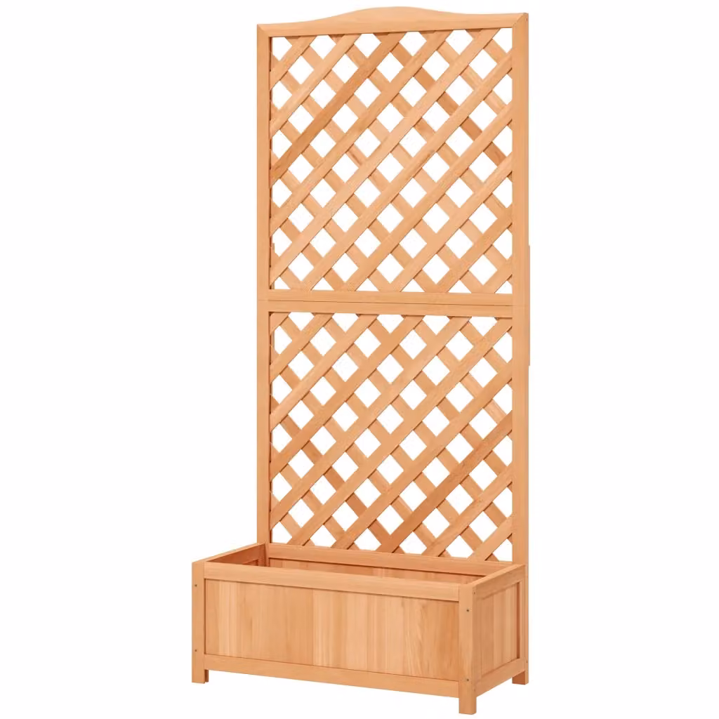 Fioriera con griglia per rampicanti Zephmum in legno massello marrone H: 170 cm, L: 76 cm, P: 36 cm – 2