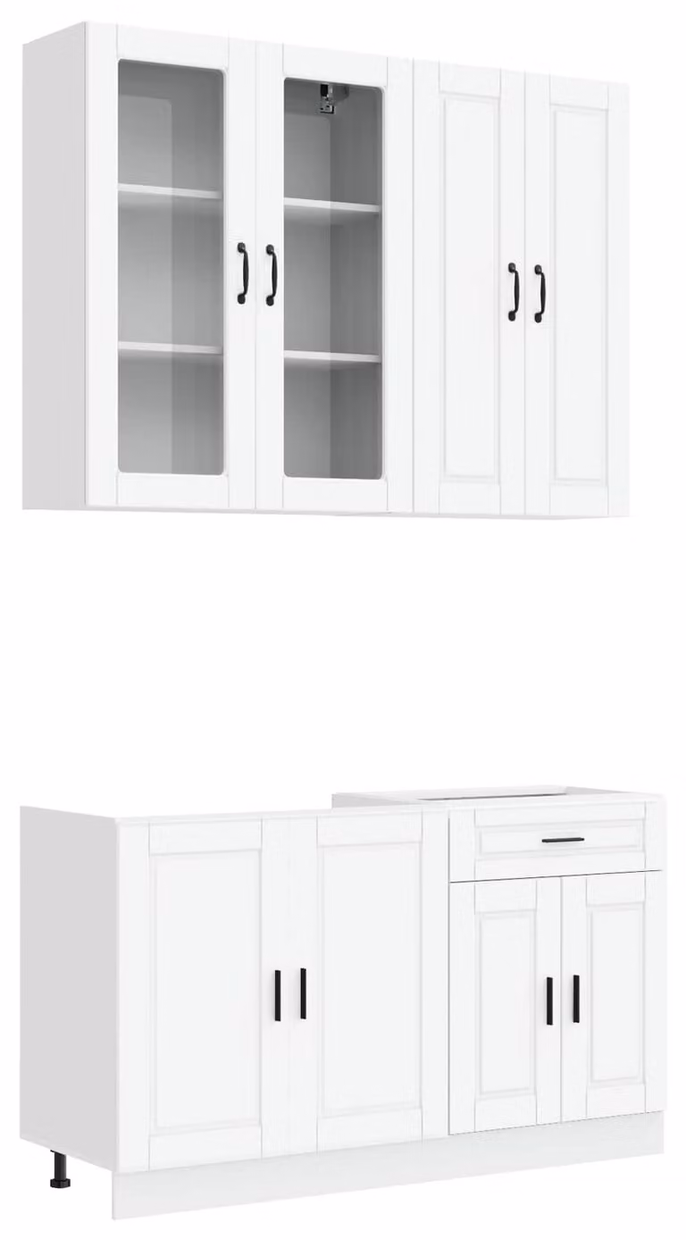 Set di mobili da cucina PORTO, 4 pezzi, bianco, legno ingegnerizzato