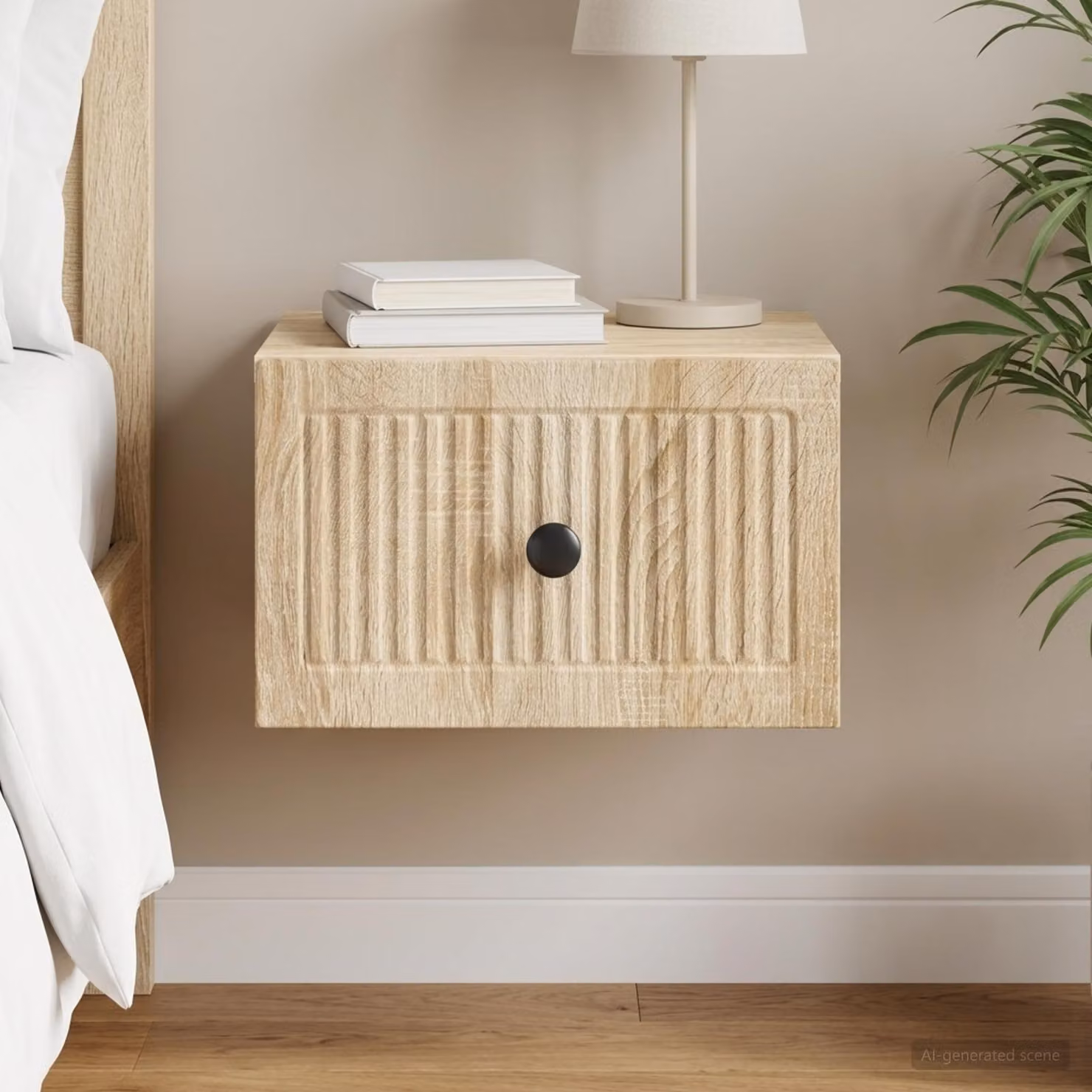 vidaXL Mobiletto da notte a muro Rovere Sonoma Marrone L: 33 cm, P: 34,5 cm, H: 20 cm