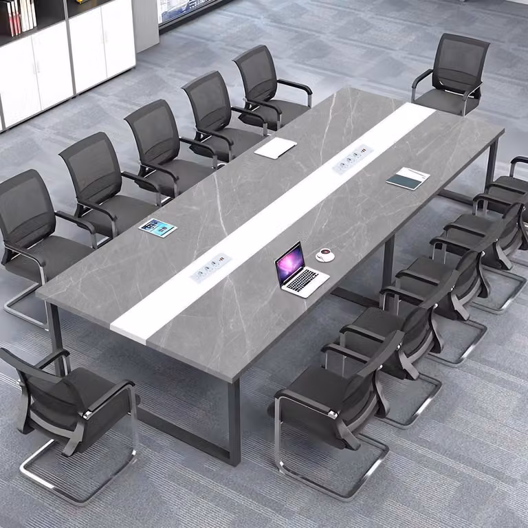 Tavolo da conferenza con sistema di gestione dei cavi, dimensioni 360x120x74 cm, design moderno, ideale per l'ufficio