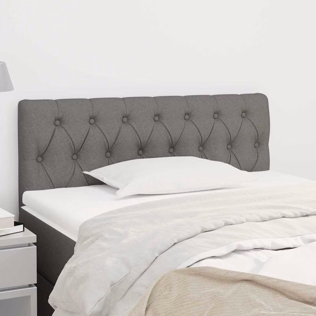 Testiera per letto vidaXL in tessuto grigio scuro con struttura in legno, L: 100 cm, P: 7 cm, H: 78-88 cm