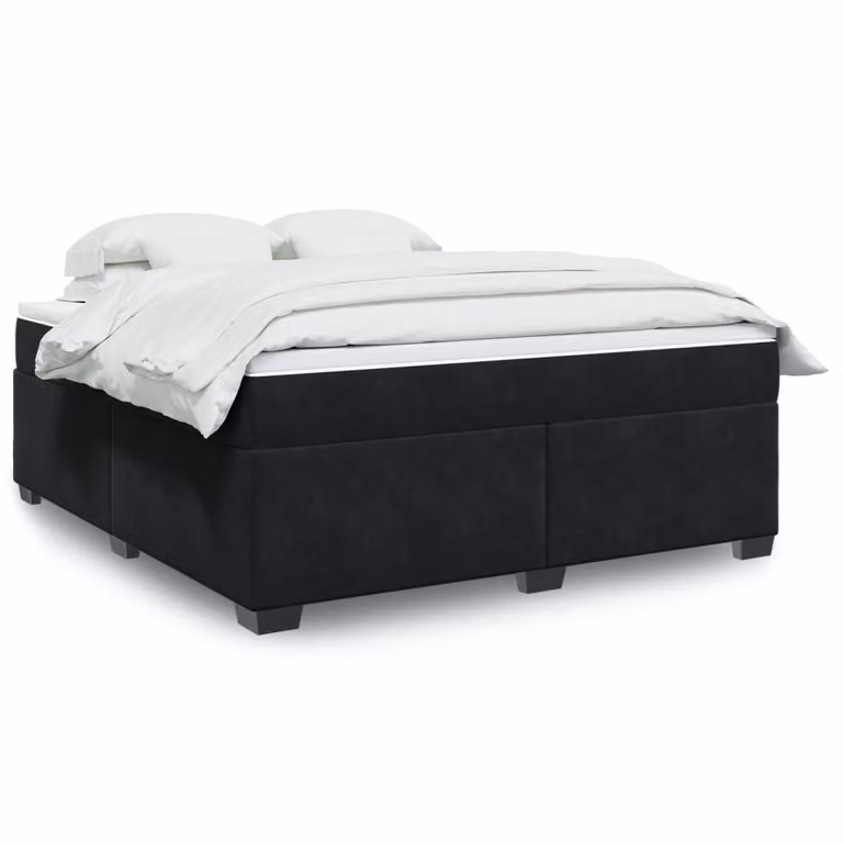 vidaXL Giroletto a Molle con Materasso in Velluto Nero L: 180 cm, P: 200 cm