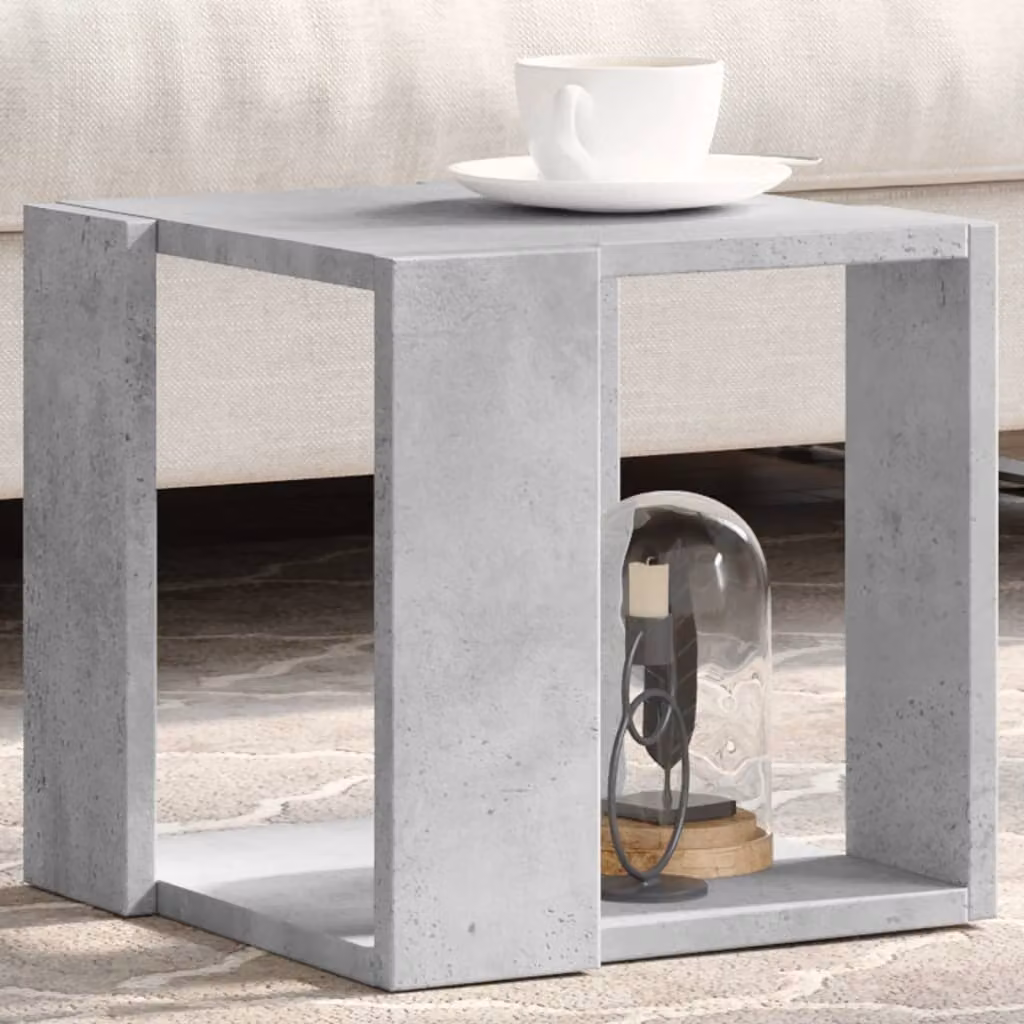 vidaXL Tavolino da Salotto Quadrato Moderno Grigio Cemento in Legno e Composito L/P/H: 32 x 32 x 30 cm