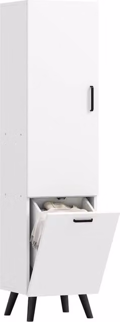 Mobile Bagno Salvaspazio Xylo Bianco con Ante e Ripiani, L: 35 cm, P: 31,5 cm, H: 144 cm