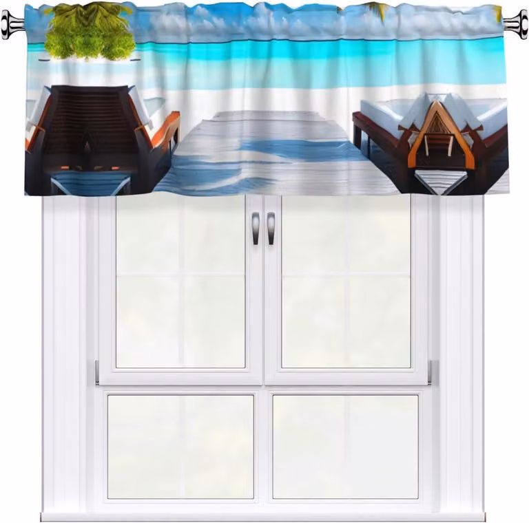 Tenda decorativa "Maldives Holidays", 137,2 x 45,7 cm, facile da installare, ideale per decorare finestre in cucine, camere da letto e altri ambienti