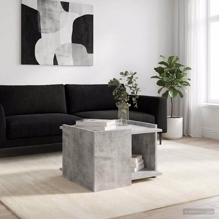 vidaXL Tavolino da salotto moderno in composito grigio L: 50,5 cm, P: 50 cm, H: 33 cm