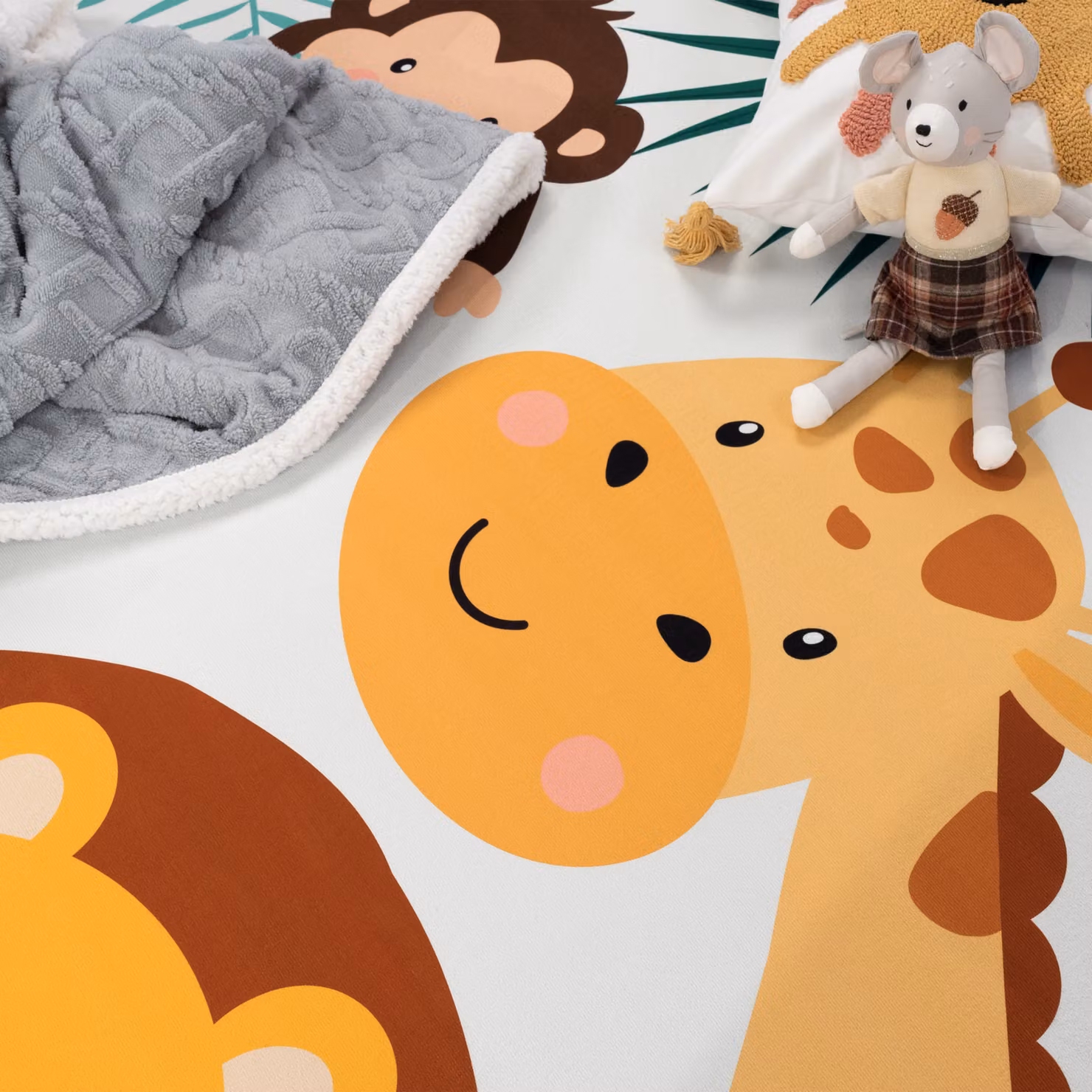 Tappeto rotondo per bambini Bini beige e multicolore con decorazione animal, diametro: 160 cm – 2