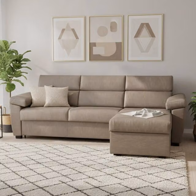 Divano Letto con Penisola Sfoderabile DMORA Made in Italy, Grigio, L/P: 285 x 160 cm – 1