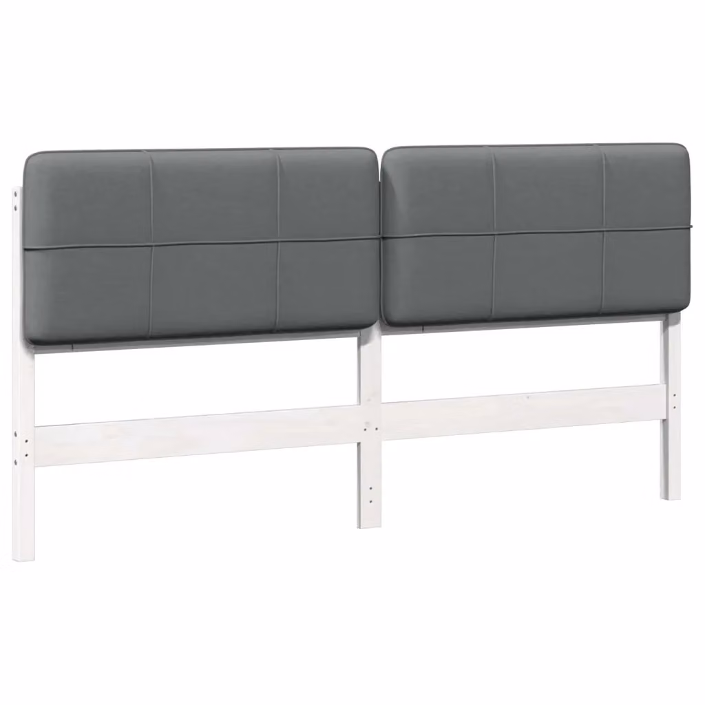 Testiera imbottita moderna vidaXL in legno di pino bianco e grigio L: 205,5 cm, H: 84,5 cm, P: 12 cm – 2