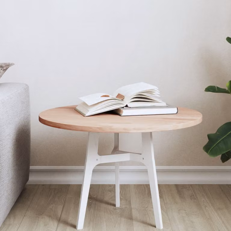 vidaXL Piano per Tavolo Rotondo in Legno di Faggio Marrone, Diametro: 50 cm, Spessore: 1,5 cm