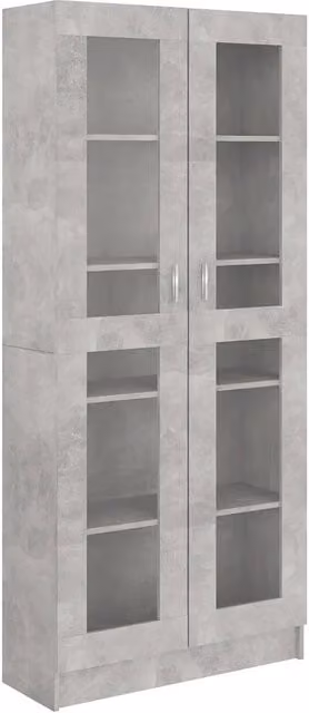 Vetrina e libreria contemporanea HELLOSHOP26 in legno composito e vetro grigio opaco, L: 82,5 cm, P: 30,5 cm, H: 185,5 cm – 1