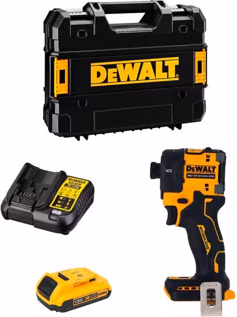 Avvitatore ad impulsi DeWalt DCF870D1T 18V XR giallo con batteria da 2,0 Ah e caricabatterie DCB1104 e sistema TSTAK II – 1