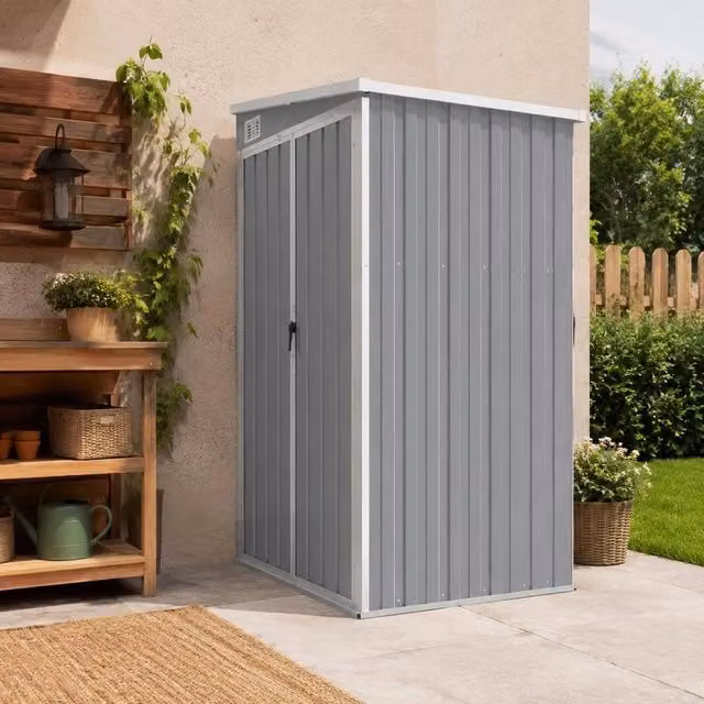 Outbuilding Shed, Grey, 118x100x178 Cm, Galvanized Steel