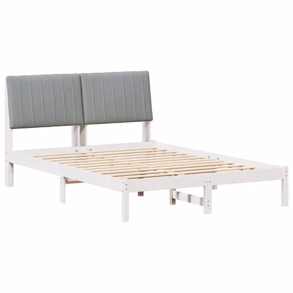 Struttura del letto moderna in pino massello bianco vidaXL L: 140.5 cm, P: 200 cm, H: 207 cm – 2